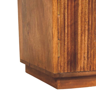 Celeste Bedside Cabinet Curved Fluted Amber Oak Drawer & Doors