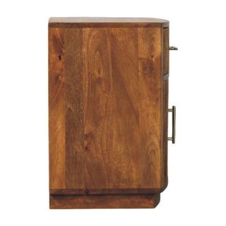 Celeste Bedside Cabinet Curved Fluted Amber Oak Drawer & Doors