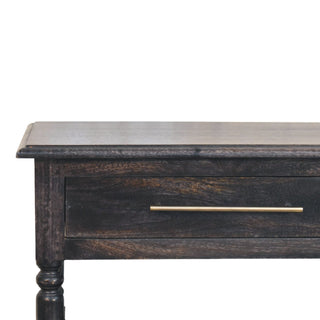 Aldric Side Table With Drawer Turned Legs Carbon Ash Mango Wood
