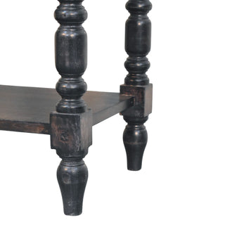 Aldric Side Table With Drawer Turned Legs Carbon Ash Mango Wood