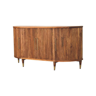 Lumara Large Sideboard with Curved Fluted Doors and Brass-Tipped Tapered Legs