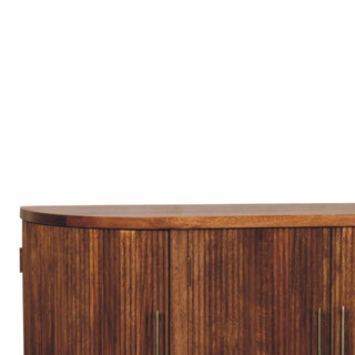 Lumara Large Sideboard with Curved Fluted Doors and Brass-Tipped Tapered Legs