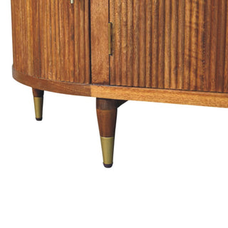 Lumara Large Sideboard with Curved Fluted Doors and Brass-Tipped Tapered Legs