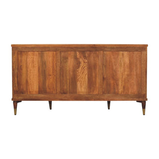 Lumara Large Sideboard with Curved Fluted Doors and Brass-Tipped Tapered Legs