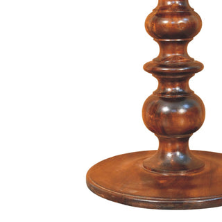 Orla Marble Top Side Table Turned Pedestal Base Chestnut Mango Wood