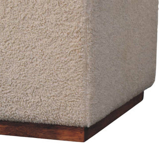 Arden Living Room Bench Duo Cream Boucle Ottoman Seats Honey Caramel Mango Wood Table