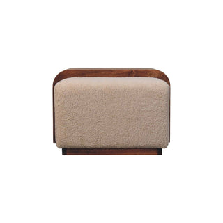 Arden Living Room Bench Duo Cream Boucle Ottoman Seats Honey Caramel Mango Wood Table