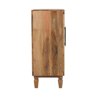 Tulum Sideboard Cabinet 3D Wave-Tile Relief Carved Golden Teak Twin-Door
