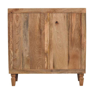 Tulum Sideboard Cabinet 3D Wave-Tile Relief Carved Golden Teak Twin-Door