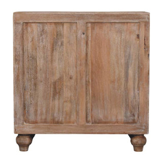 Driftwood Sideboard Cabinet with Fluted Pine Doors and Bun Feet in Stonedrift Finish