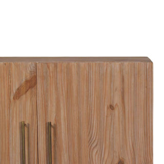 Driftwood Sideboard Cabinet with Fluted Pine Doors and Bun Feet in Stonedrift Finish