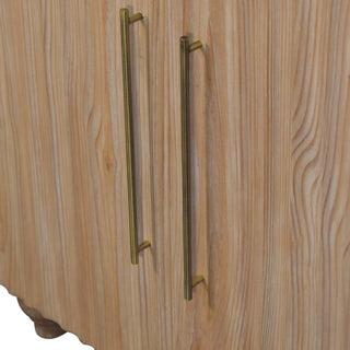 Driftwood Sideboard Cabinet with Fluted Pine Doors and Bun Feet in Stonedrift Finish