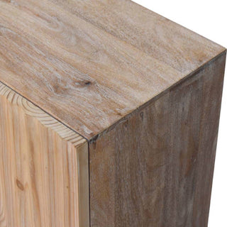 Driftwood Sideboard Cabinet with Fluted Pine Doors and Bun Feet in Stonedrift Finish