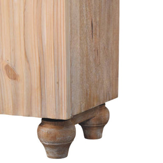 Driftwood Sideboard Cabinet with Fluted Pine Doors and Bun Feet in Stonedrift Finish