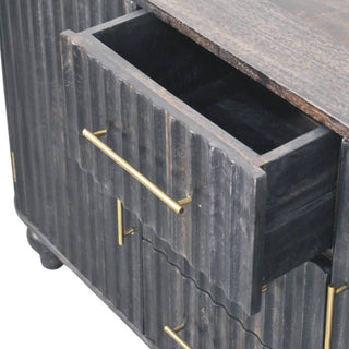 Valdis Large Sideboard with Fluted Front, Drawers and Turned Bun Feet
