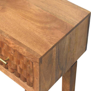 Gilded Console Table with Drawers Golden Teak Carved Cube Turned Legs
