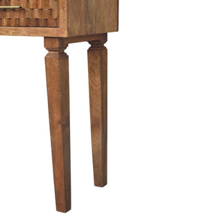 Gilded Console Table with Drawers Golden Teak Carved Cube Turned Legs