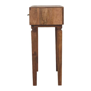 Gilded Console Table with Drawers Golden Teak Carved Cube Turned Legs