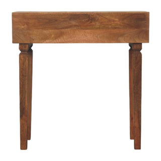 Gilded Console Table with Drawers Golden Teak Carved Cube Turned Legs