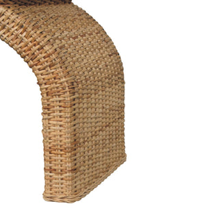 Rattan Bench Wicker Weave Boucle Cushion Natural Rattan