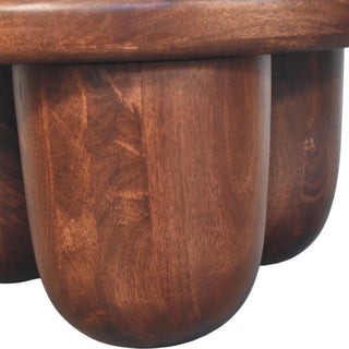 Pod Round Coffee Table Solid Mango Wood Clustered Pillar Legs Winewood Oak