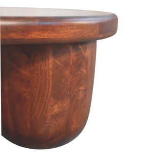Pod Round Coffee Table Solid Mango Wood Clustered Pillar Legs Winewood Oak