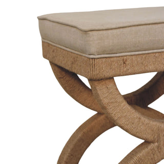 Arch Rattan Bench Curved Leg Natural Rattan