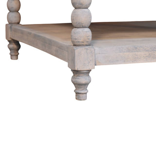 Frost Square Coffee Table Solid Mango Wood Bobbin Legs Lower Shelf Acid Wash