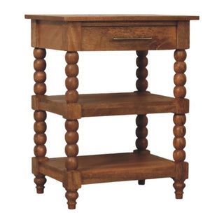 Isla Side Table With Drawer Barley Twist Legs Golden Teak Mango Wood