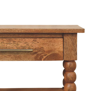 Isla Side Table With Drawer Barley Twist Legs Golden Teak Mango Wood