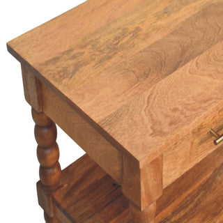 Isla Side Table With Drawer Barley Twist Legs Golden Teak Mango Wood