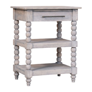 Neve Side Table With Drawer Bobbin Legs Acid Wash Mango Wood