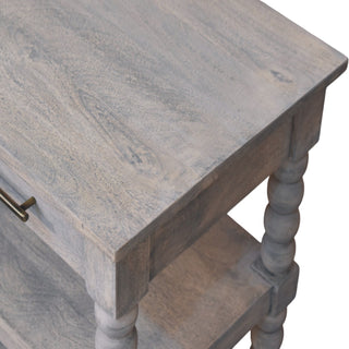 Neve Side Table With Drawer Bobbin Legs Acid Wash Mango Wood