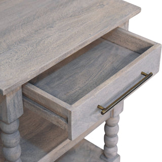 Neve Side Table With Drawer Bobbin Legs Acid Wash Mango Wood