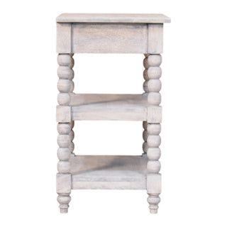 Neve Side Table With Drawer Bobbin Legs Acid Wash Mango Wood