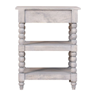 Neve Side Table With Drawer Bobbin Legs Acid Wash Mango Wood