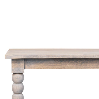 Loom Coffee Table Solid Mango Wood Turned Spindle Legs Lower Shelf Acid Wash