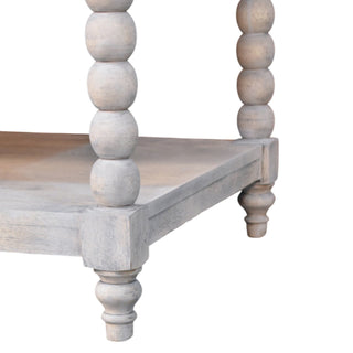 Loom Coffee Table Solid Mango Wood Turned Spindle Legs Lower Shelf Acid Wash