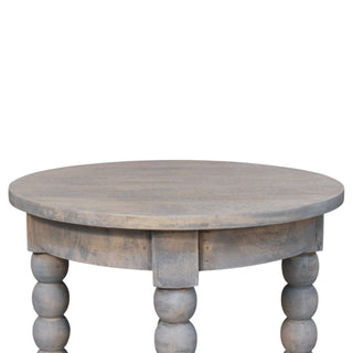 Celia Round Side Table Bobbin Legs Circular Shelf Acid Wash Mango Wood