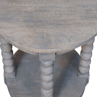 Celia Round Side Table Bobbin Legs Circular Shelf Acid Wash Mango Wood