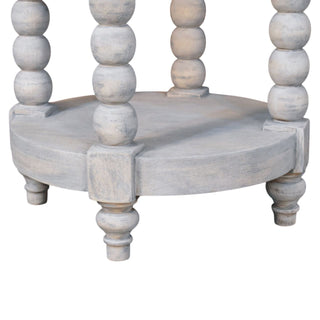 Celia Round Side Table Bobbin Legs Circular Shelf Acid Wash Mango Wood