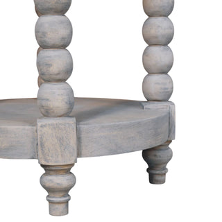 Celia Round Side Table Bobbin Legs Circular Shelf Acid Wash Mango Wood
