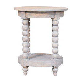 Celia Round Side Table Bobbin Legs Circular Shelf Acid Wash Mango Wood