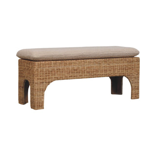 Harmony Rattan Bench Wicker Panel Cushioned Seat Natural Rattan