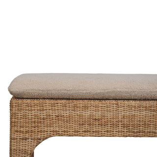Harmony Rattan Bench Wicker Panel Cushioned Seat Natural Rattan