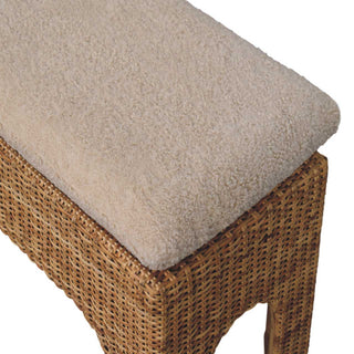 Harmony Rattan Bench Wicker Panel Cushioned Seat Natural Rattan