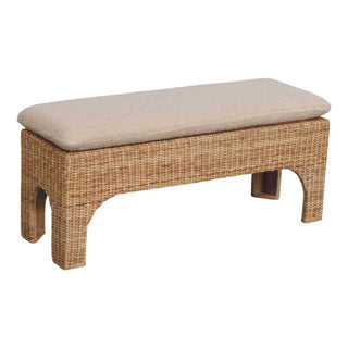 Harmony Rattan Bench Wicker Panel Cushioned Seat Natural Rattan
