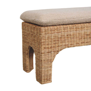 Harmony Rattan Bench Wicker Panel Cushioned Seat Natural Rattan
