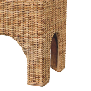 Harmony Rattan Bench Wicker Panel Cushioned Seat Natural Rattan