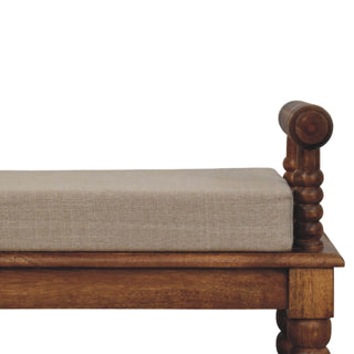 Amber Oak Mud Linen Bench